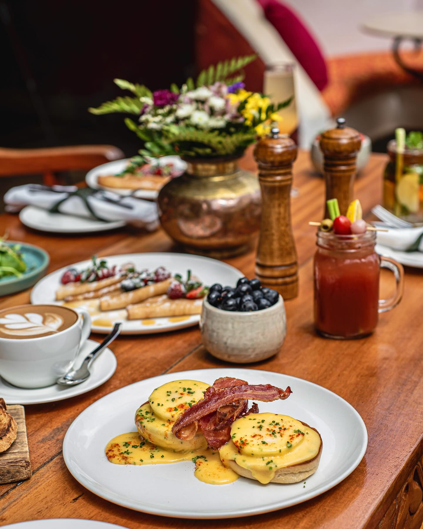 A brunch spread laid out on the table at Talisman